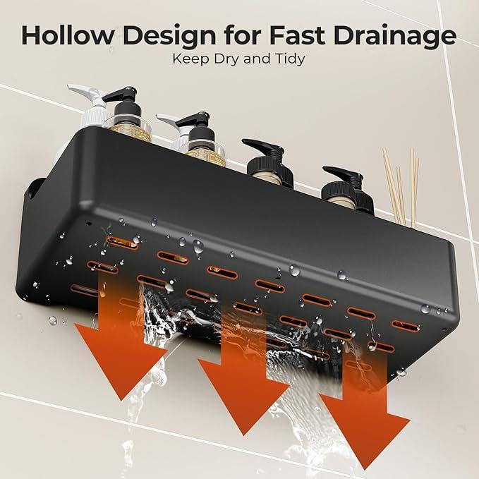 Orimade Shower Caddy 5-Pack, No-Drill Adhesive Shelves for Bathroom, Rustproof ABS Storage Organizer Set, Black - ModernBath