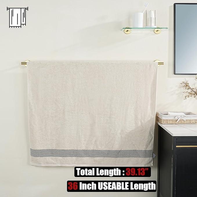 JQK Bath Towel Bar Gold, 39 Inch 304 Stainless Steel Thicken 1mm Towel Rack Bathroom, Towel Holder Brushed Golden Wall Mount, Useable Length 36 Inch, TB110L36-BG - ModernBath