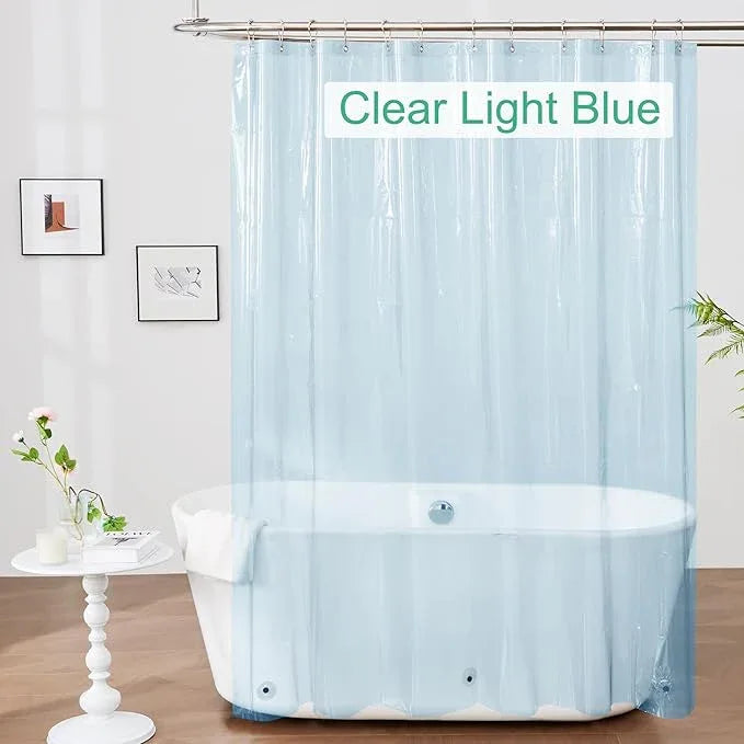Mrs Awesome Clear Blue Shower Curtain Liner with 3 Magnets, 72x72 Premium Flexible Sturdy Plastic Shower Curtain for Bathroom Lightweight & Waterproof, Clear Blue - ModernBath