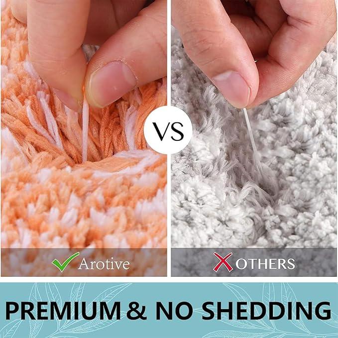 Arotive Microfiber Bathroom Rugs, Shaggy Soft and Absorbent Bath Rug, Non-Slip, Thick Plush Machine Washable Dry Bath Mats for Bathroom, Tub and Shower, 30x20, Orange, Rectangular - ModernBath