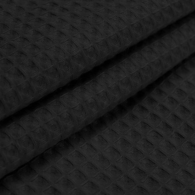 River Dream Black Fabric Shower Curtain Set, Cotton Blend, Waffle Weave, with Snap in Replacement Liner，71 x 74 inches - ModernBath