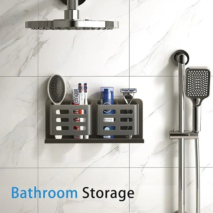 YESENT Aluminum Toothbrush Holder Self-Adhesive Hanging Bracket Shower Toothbrush Razor Holder Suitable for Toothbrush, Toothpaste, Razor and Comb etc Bathroom Storage - ModernBath