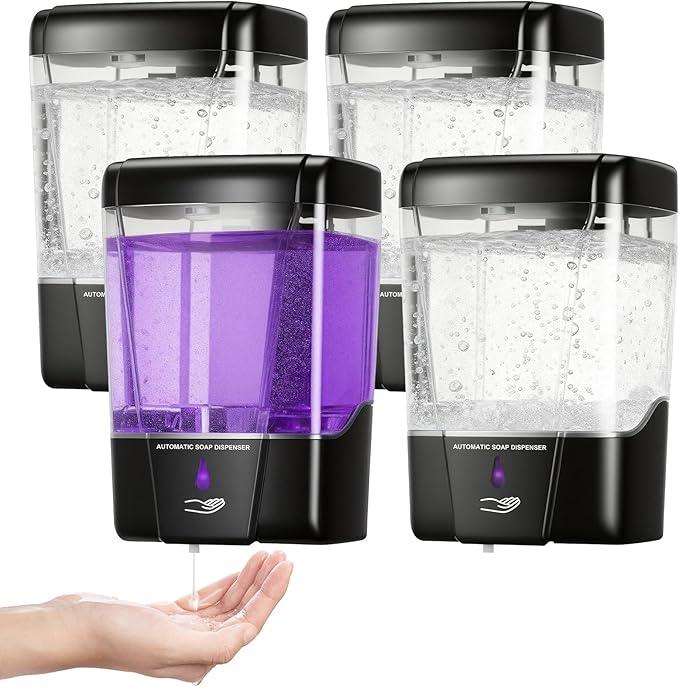 4 Pack Automatic Soap Dispenser Wall Mount,Touchless Liquid Soap Dispenser,Battery Operated,600 ml / 20 oz Commercial Hand Detergent Dispenser for Office Home Kitchen School Bathroom Hotel Restaurant - ModernBath