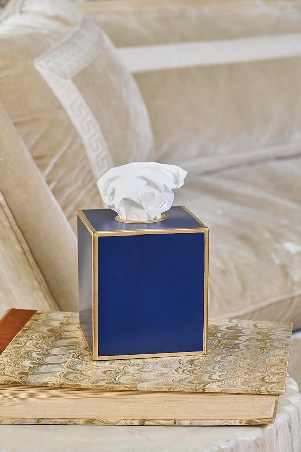 Jaye’s Studio Square Tissue Box Cover Cube, Facial Tissue Holders Decorative Tissue Box Holder for Bathroom Accessories Gold Bedroom Accessories Desk & Home Decor, Metal Tissue Box Cover Blue (6x6x5) - ModernBath