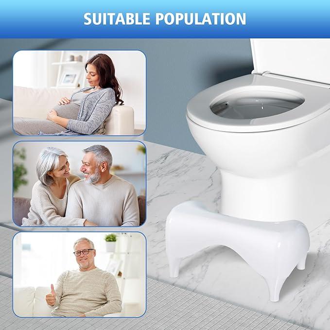 STARWISH Toilet Stool for The Bathroom, Squatting Position Helps Improves Bowel Health & Relieves Constipation 7.5" Wood/White (White) - ModernBath