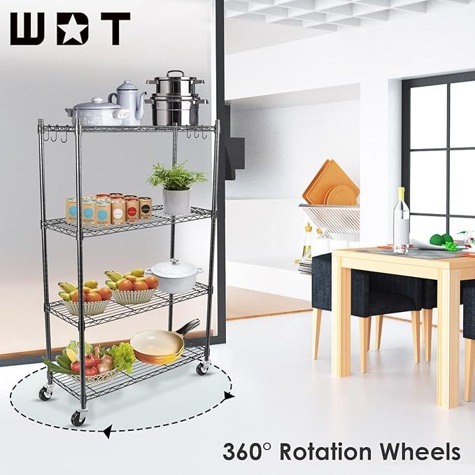 WDT Shelving Storage Units on Wheels Casters, Adjustable Heavy Duty Metal Shelf Wire Storage Rack for Home Office Garage Kitchen Bathroom Organization,36" Wx14 Dx57 H - ModernBath