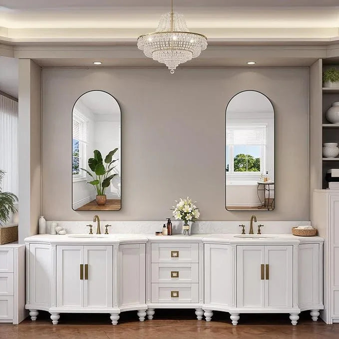 FORBATH Large Arched Wall Mirror 48x20 Inch, Black Arch Bathroom Mirror with Aluminum Frame, Arched Mirror for Dresser, Fireplace,Entryway,Home Decor,Hanging or Leaning Against Wall - ModernBath