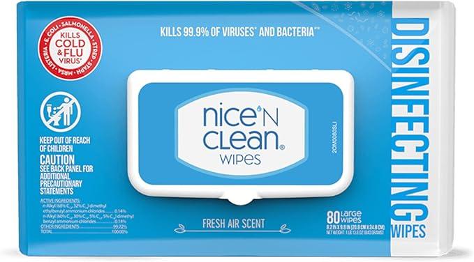 Nice 'N Clean Disinfecting Surface Wipes 80ct | Cleans & Disinfects Home & Kitchen Surfaces | Fresh Scent - ModernBath