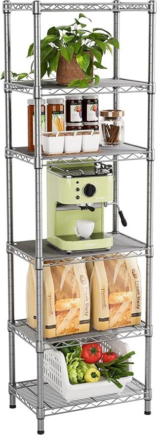 Small 5 tire Shelves Storage Wire Shelving Unit Metal Shelf Adjustable Organizers Storage Shelving for Bathroom Laundry Room Kitchen Pantry10”D x 16”W x 60.2”H Silver - ModernBath