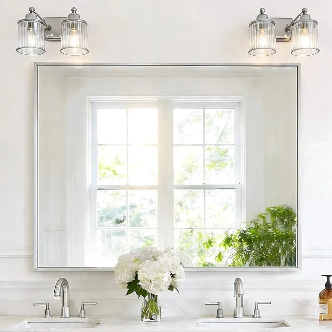 COFENY 40x48inch Silver Bathroom Mirror, Silver Rectangle Mirror with Frame, Large Rectangular Wall Mirrors for Bathroom, Living Room, Hair Salon, Big Farmhouse Mirror Hang Horizontal/Vertical - ModernBath