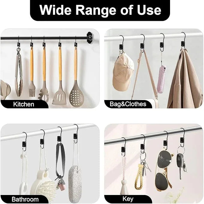 12 PCS Set of Shower Curtain Hooks, Spiral Hard Spring Shower Curtain Rings, Decorative Silver Shower Curtain Hook Rings, Rust Proof Shower Curtain Rings, Shower Curtain Hooks, Black - ModernBath