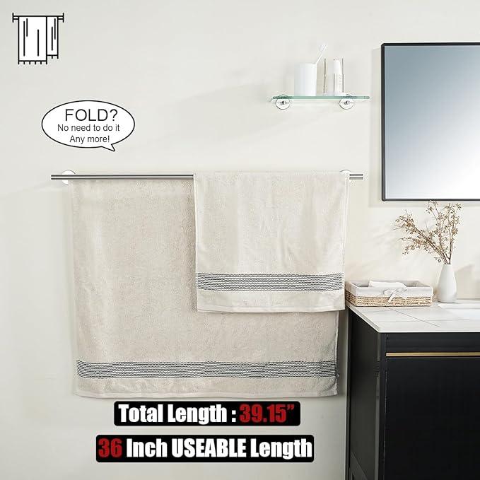 JQK Double Bath Towel Bar, 39 Inch 304 Stainless Steel Thicken 1mm Towel Rack for Bathroom, Bath Towel Holder Brushed Wall Mount, Useable Length 36 Inch, TB100L36-BN - ModernBath