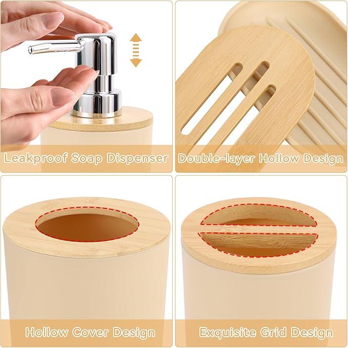 SLDIYWOW Beige Bathroom Accessories Set, Bathroom Sets with Shower Curtain and Rugs for Home Decor/Housewarming - ModernBath
