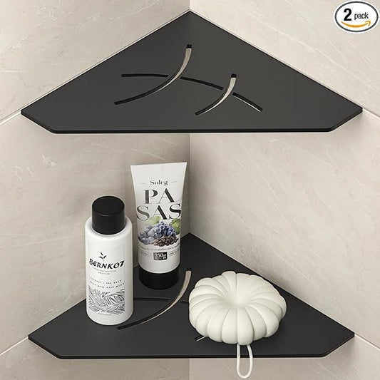 Corner Shower Shelf 10", Matte Black 304 Stainless Steel Pentagonal Corner Shelf Recessed Bathroom Storage Shampoo Holder Organizer Shelf 2 Pack - ModernBath