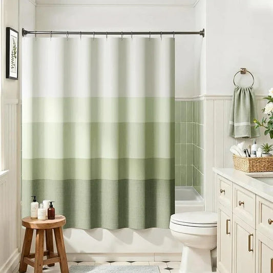 jinchan Ombre Forest Green Striped Shower Curtain Waterproof Fabric Bathroom Decor Minimalist Design Modern Neutral Gradual Color Water Resistant with 12 Metal Hooks 70x60 Inches - ModernBath