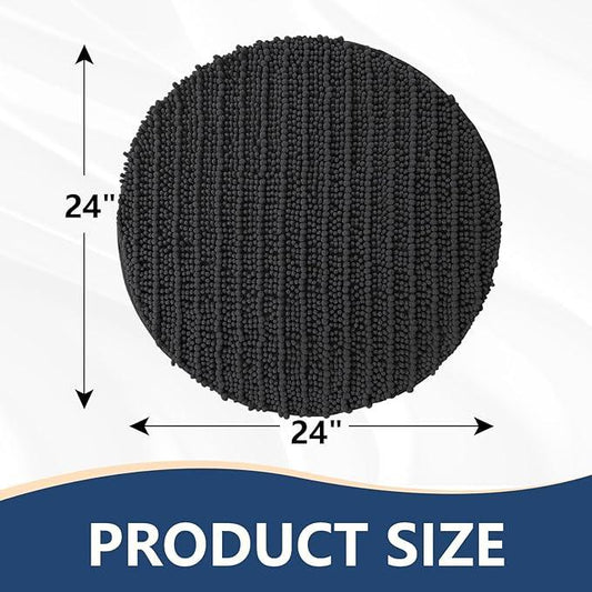Arotive Luxury Round Chenille Bathroom Rug Mat, Extra Soft Thick Absorbent Shaggy Bath Rugs, Non-Slip Machine Wash Dry Plush Bath Mats for Bathroom, Shower and Tub, 24x24, Dark Grey - ModernBath
