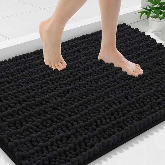 Smiry Bathroom Rugs Mat 36x24, Extra Soft Absorbent Chenille Bath Rugs, Non Slip Rubber Backing Machine Washable Quick Dry Bath Mats for Bathroom Floor, Tub, Shower, Home Decor Accessories, Black - ModernBath