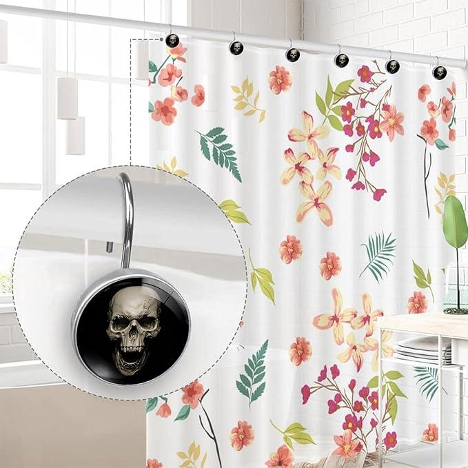 Skull Shower Curtain Hooks Set of 12 Rustproof Metal Shower Hooks for Curtains Rods Shower Curtain Rings for Bathroom Living Room Bedroom Decor - ModernBath