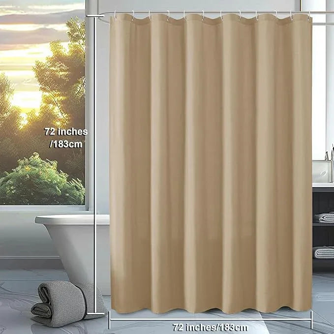 OVZME Zora Solid Taupe Shower Curtain for Bathroom, Fabric Shower Curtain- Soft Cloth & Hotel Spa Quality, Water Repellent, Machine Washable Shower Curtain Set with 12 Hooks, Grommets Top, 72Wx72L - ModernBath