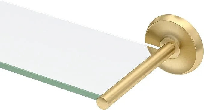 Gatco 5057 Designer II Glass Shelf, Brushed Brass/Wall Mounted 22.50" x 5.85" Tempered/Floating Rectangle Glass Shelf for Bathroom - ModernBath