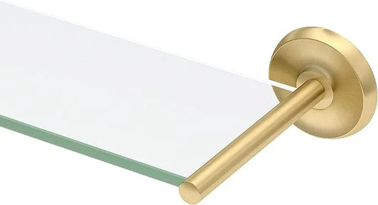 Gatco 5057 Designer II Glass Shelf, Brushed Brass/Wall Mounted 22.50" x 5.85" Tempered/Floating Rectangle Glass Shelf for Bathroom - ModernBath