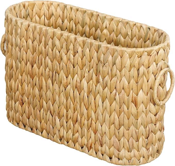 Toilet Paper Storage, Woven Roll Toilet Paper Basket with Dual Handles, Natural Water Hyacinth Basket Holder, Bathroom Accessories Organizer, Brown, 16.1 x 5.5 x 10.6 in - ModernBath
