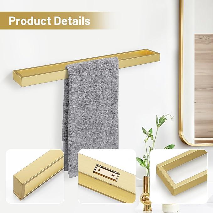 TNOMS Single Towel Bar Towel Holder Bathroom Hardware Accessories,Stainless Steel Wall-Mounted Towel Rack Towel Rail,20 Inches Brushed Gold - ModernBath