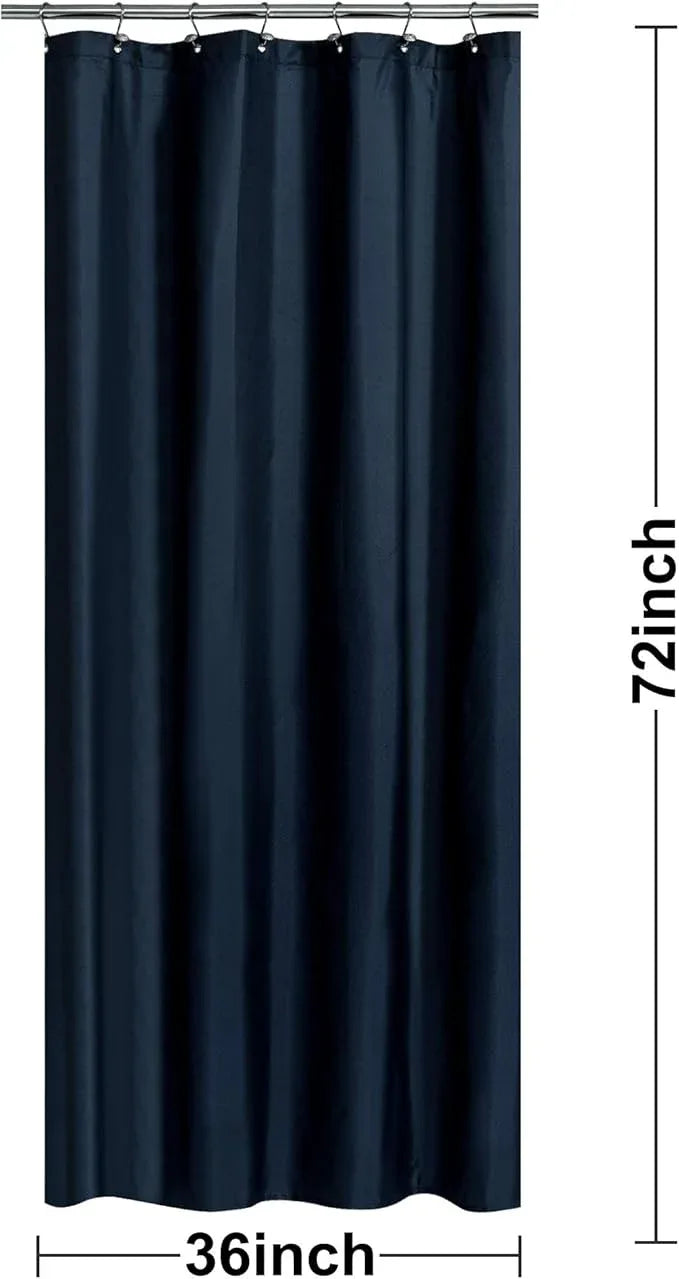 Fabric Shower Curtain or Liner 36 x 72 Inches Bath Stall Size with 2 Bottom Magnets, Hotel Quality, Washable, Water Repellent, Navy - ModernBath