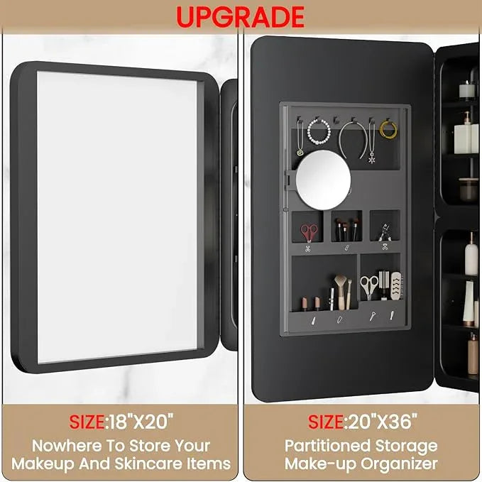 Rresyet 20×36 Bathroom Mirror Cabinet with 3X Magnifying Mirror, Adjustable Shelves, Bathroom Mirror with Storage, Recessed or Wall Mounted Medicine Cabinet for Jewelry,Masks & Beauty Tools - ModernBath