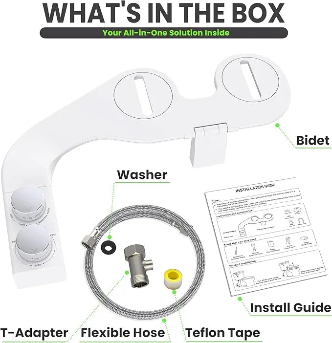Terapaton Toilet Bidet With Left/Right Side Reversible Design, Fresh Water, Non-Electric, Toilet Bidet Attachment, Right/Left Hand Side with Dual Nozzle, Self-Clean, Easy to Install (Chrome Knob) - ModernBath