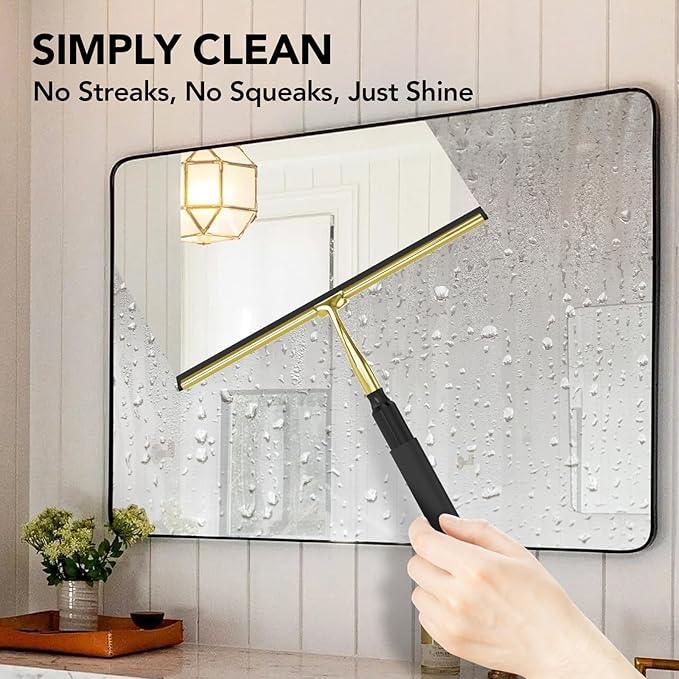Shower Squeegee with Long Handle, 15-51" Telescopic Squeegee for Window Cleaning, Window Squeegee for Glass Doors, Extendable Window Cleaner Tool for Tile Walls, Sliding Door, Floor, Car Windshield-GD - ModernBath