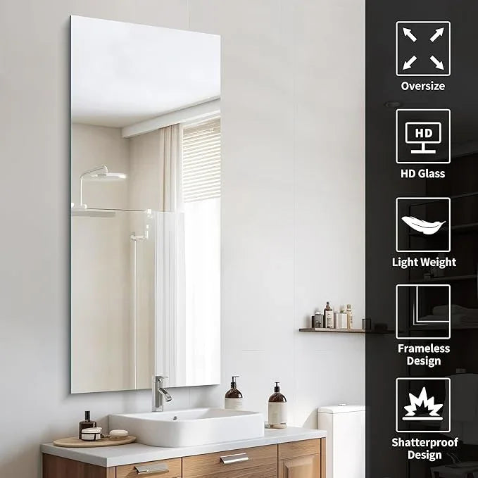 CILIBER Frameless Mirror, 24x60 Inch Large Bathroom Mirrors for Wall, Upgraded Shatterproof Rectangle Vanity Mirror Over Sink with Polished Edge for Bathroom,Bedroom,Living Room and Entryway - ModernBath