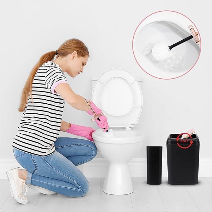 XLHOMO Black Bathroom Accessories, 9-Piece Black Bathroom Set with Trash Can, Vanity Tray, Soap Dispenser, Soap Dish, Toothbrush Holder, Toothbrush Cup, Toilet Brush and Qtip Holders - ModernBath