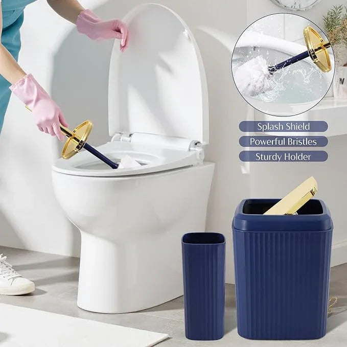 WSBArt 17PCS Bathroom Accessory Set Bathroom Set Navy Blue Bathroom Accessories,Toilet Brush, Trash Can, Qtip Holder Dispenser& 3PCS Soap Dispenser - ModernBath