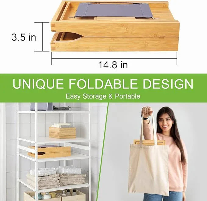 Artmalle Bathtub Caddy Tray for Tub,Foldable Bamboo Bath Table Tray with Book and Wine Glass Holder, Free Soap Dish Suitable for Luxury Spa or Reading,Natural - ModernBath