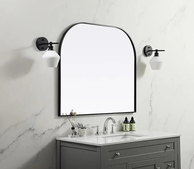 Illuminate, Metal Frame Arch Mirror 40X34 Inch in, Modern, Black - ModernBath