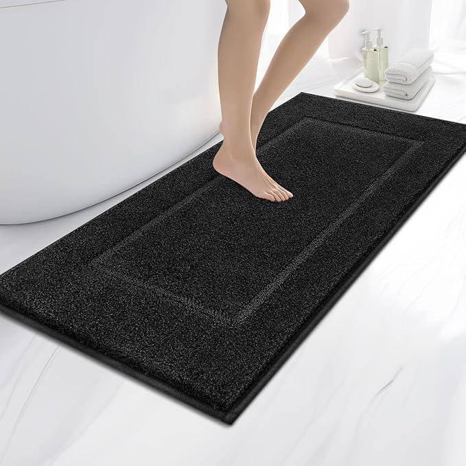 anllugs Bathroom Rugs 24" x 60", Non-Slip Extra Soft Absorbent Bath Rugs, Machine Washable Quick Dry Bath Mats for Bathroom Floor, Shower, Bathtub and Sink, Black - ModernBath