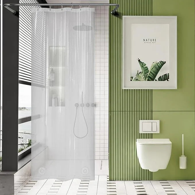 AmazerBath Long Stall Shower Curtain 36x84 Inches, Walk in Shower Curtain Plastic, Clear Shower Stall Curtain Heavy Duty Thick PEVA, Narrow Curtain with 2 Weighted Stones and 6 Grommet Holes - ModernBath