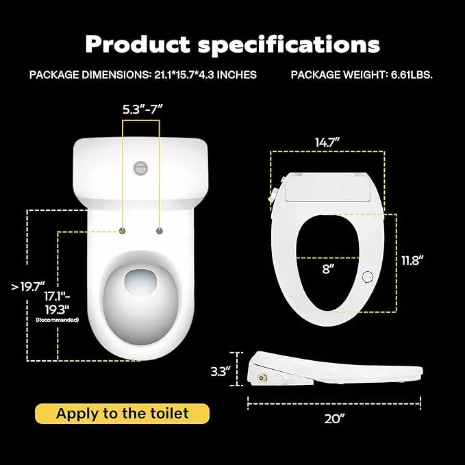 VIVOHOME Smart Heated Bidet Toilet Seat with Self-Cleaning Nozzle for Rear and Front Cleansing, Warm Air Dryer with Adjustable Temperature Settings, Soft Close Lid, Nightlight - ModernBath