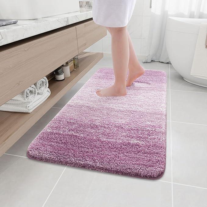Arotive Microfiber Bathroom Rugs, Shaggy Soft and Absorbent Bath Rug, Non-Slip, Thick Plush Machine Washable Dry Bath Mats for Bathroom, Tub and Shower, 44x24, Purple, Rectangular - ModernBath