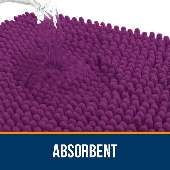 OLANLY Toilet Rugs U-Shaped 24x20, Extra Soft Absorbent Chenille Contour Bathroom Rugs for Toilet, Dry Quickly, Machine Washable, Non-Slip Bath Mat, Purple - ModernBath