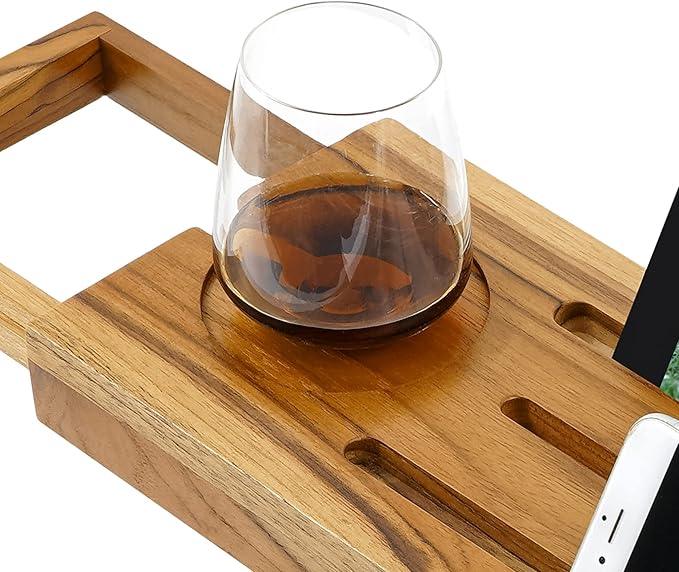 EcoFives Teak Bathtub Tray Caddy - Expandable Bath Tray - Adjustable Organizer Tray for Bathroom - Luxury Bath Caddy Tub Table, Bathtub Accessories & Bathroom Gadgets - ModernBath