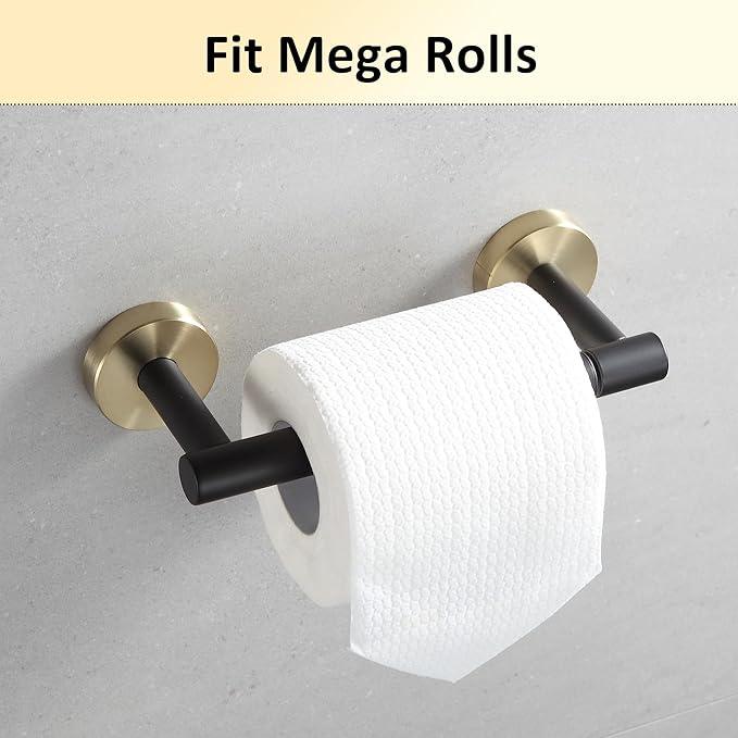 BVL Black and Gold Toilet Paper Holder Wall Mount – 304 Stainless Steel Single Arm Flip-Up Bathroom Tissue Roll Holder, Modern Screw Installation Toilet Paper Dispenser for Home & Commercial use - ModernBath