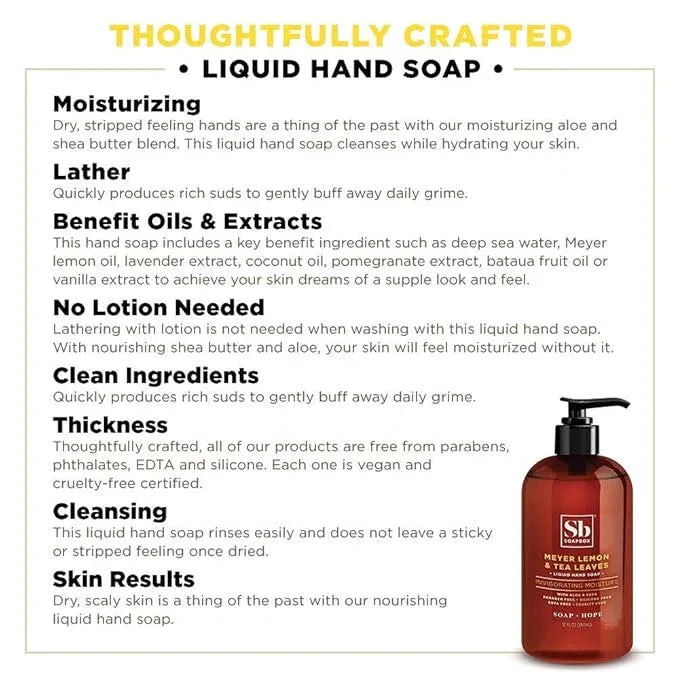 Soapbox Liquid Hand Soap Refill, Meyer Lemon & Tea Leaves, Gentle & Moisturizing Hand Wash for Kitchen and Bathroom, Vegan & Cruelty Free, 64oz Half Gallon Refill (Pack of 1) - ModernBath