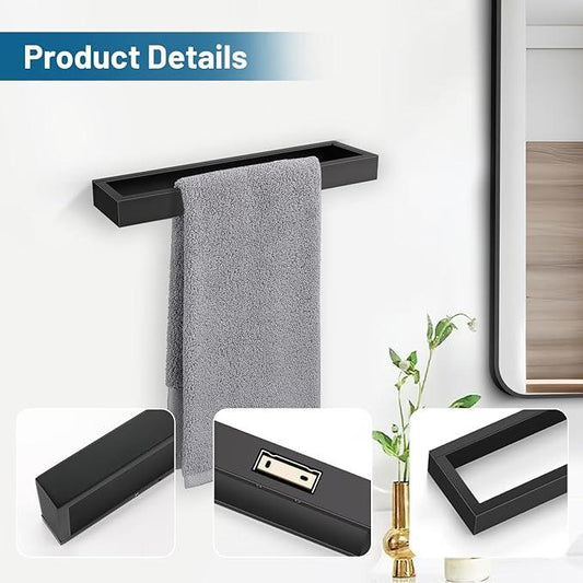 TNOMS Single Towel Bar Towel Holder Bathroom Hardware Accessories,Stainless Steel Wall-Mounted Towel Rack Towel Rail,12 Inches Matte Black - ModernBath