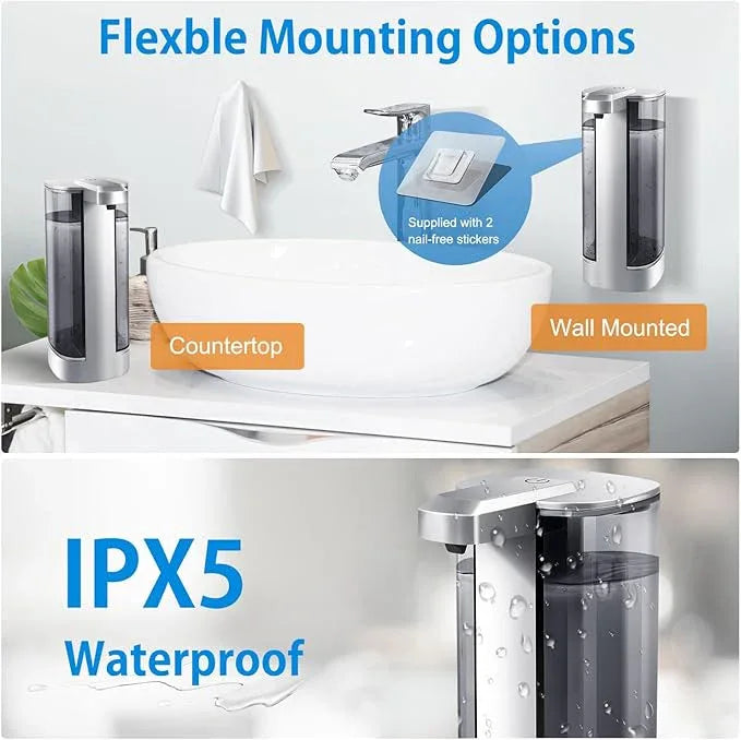 Automatic Liquid Soap Dispenser, Rechargeable, Touchless, 17oz/500ml with 4 Adjustable Soap Levels, Wall Mount & Waterproof, Liquid Hand/Dish Soap Dispenser for Bathroom Kitchen - ModernBath