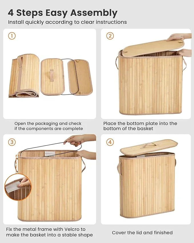 Bamboo Toilet Paper Storage Basket with Lid & Handle - 32L Large Capacity Handwoven Bathroom Organizer for 16 Rolls - Sturdy Stand Holder for Toilet Paper Organization, Natural - ModernBath