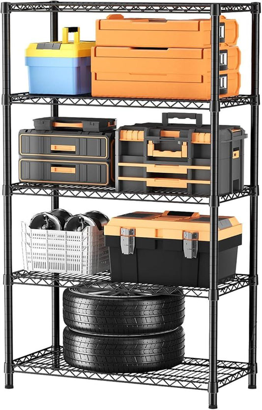 SINGAYE 5 Garage Shelving Wire Storage Heavy Duty Shelves 1750LBS Shelving Unit Metal Bathroom Organizers and Shelf Wire Closet Pantry Kitchen Rack 18" Dx36 Wx71 H Black - ModernBath