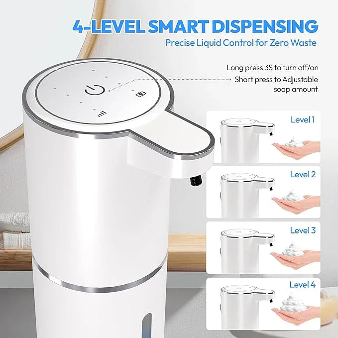 2 Pack Automatic Foaming Soap Dispenser,Touchless Foam Soap Dispenser,12.8oz Rechargeabled Wall Mounted Smart for Bathroom and Kitchen Dish Soap,Easy for Toddlers(White) - ModernBath
