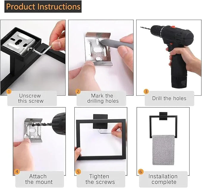 Bathroom Towel Bar Holder Sets Matte Black 5-Piece Bathroom Hardware Set Stainless Steel Bath Accessories Kit. Wall Mounted,23.6 Inch - ModernBath